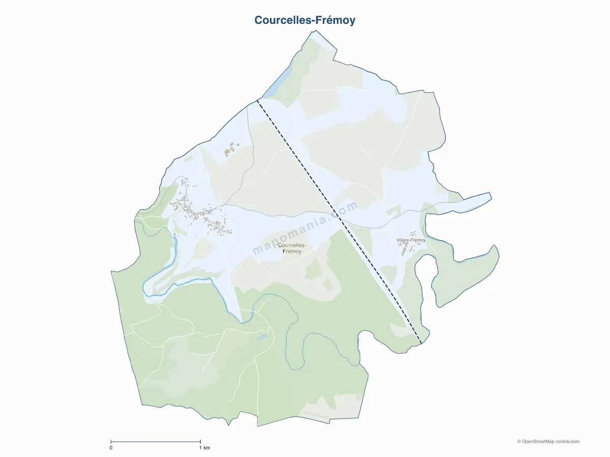 Carte de Courcelles-Frémoy à personnaliser