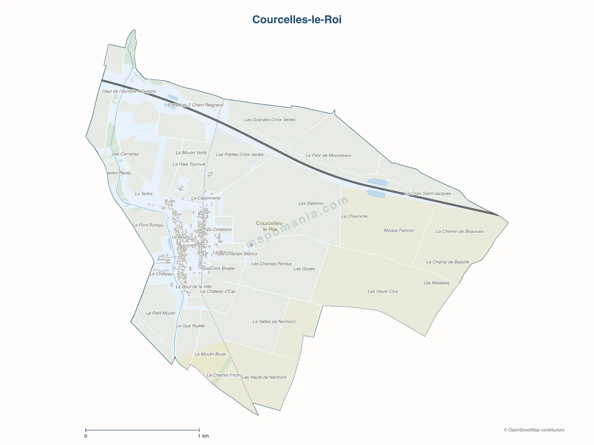 Carte de Courcelles-le-Roi à personnaliser