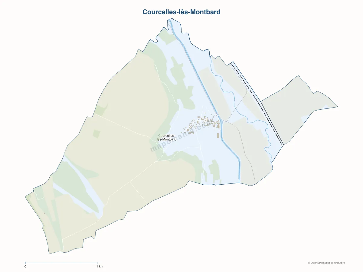 Carte de Courcelles-lès-Montbard à personnaliser