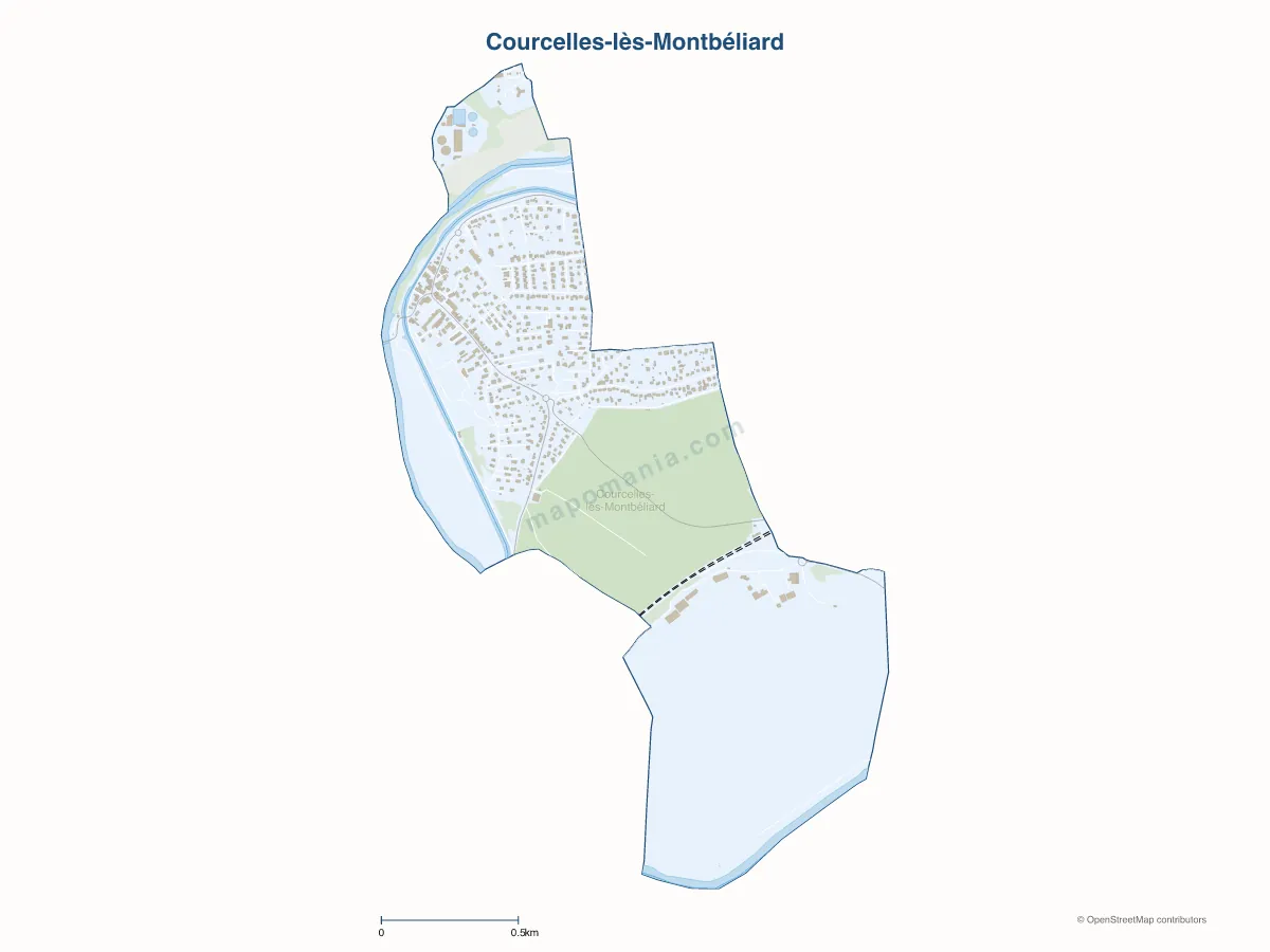 Carte de Courcelles-lès-Montbéliard à personnaliser