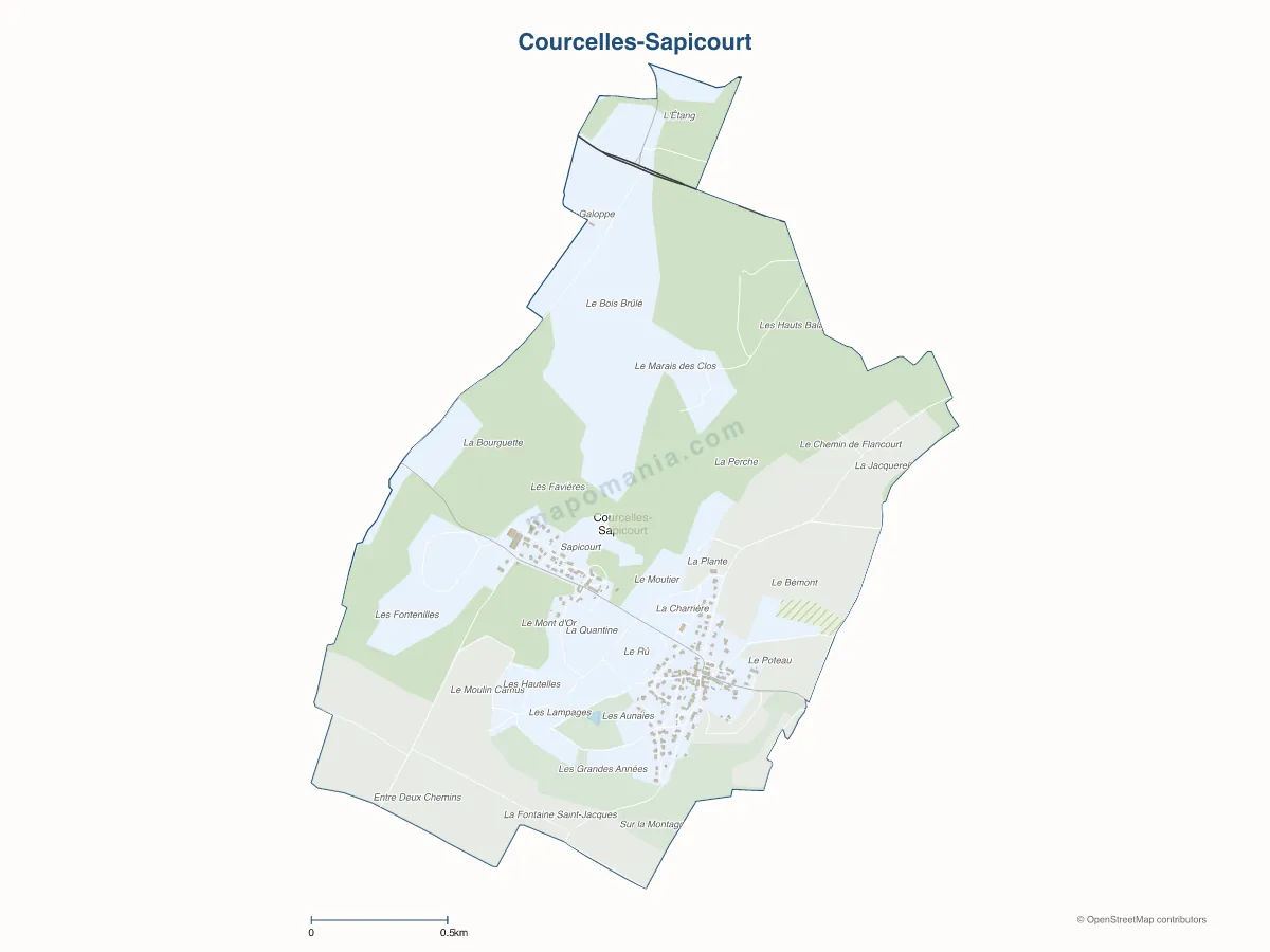 Carte de Courcelles-Sapicourt à personnaliser