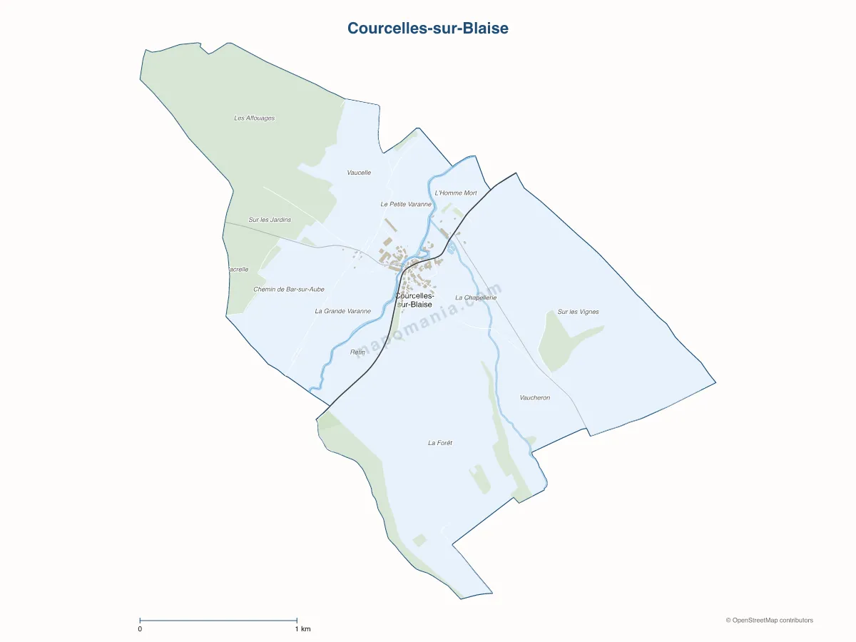 Carte de Courcelles-sur-Blaise à personnaliser