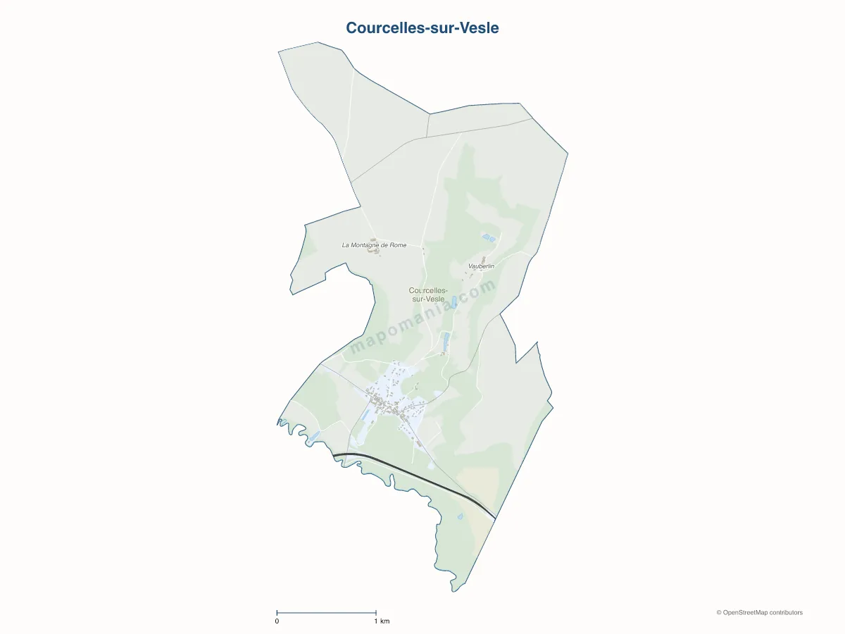 Carte de Courcelles-sur-Vesle à personnaliser