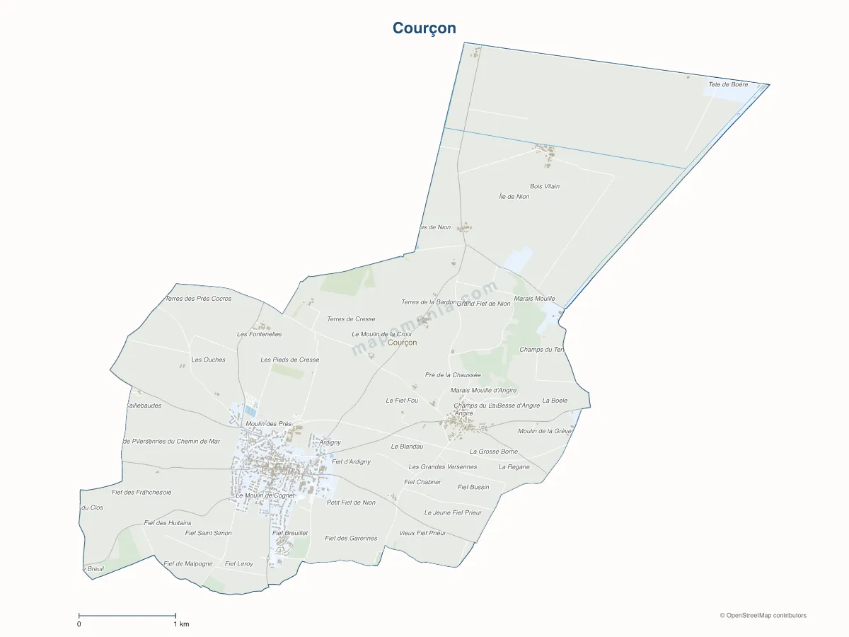 Carte de Courçon à personnaliser
