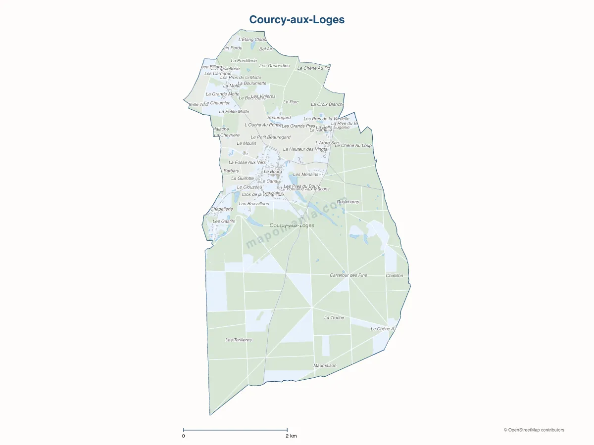 Carte de Courcy-aux-Loges à personnaliser