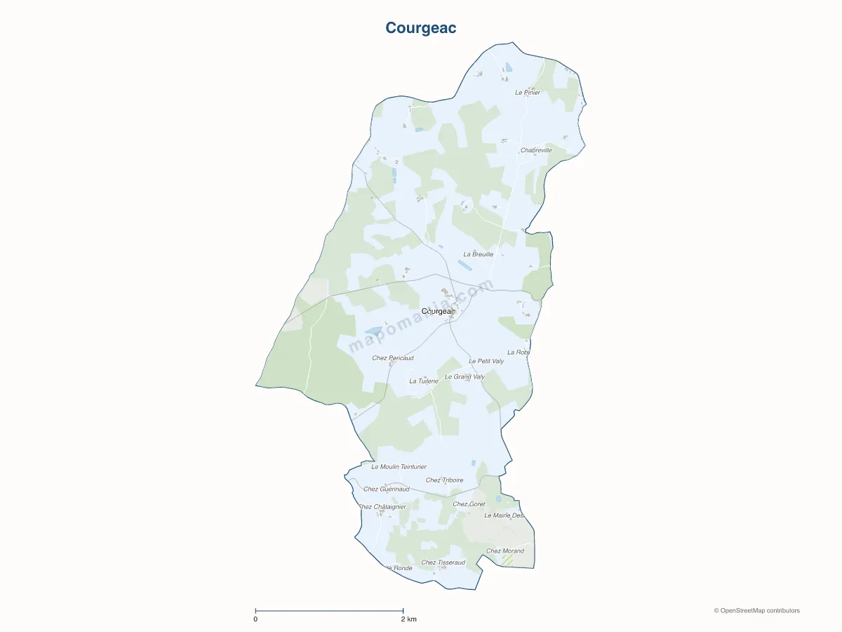 Carte de Courgeac à personnaliser