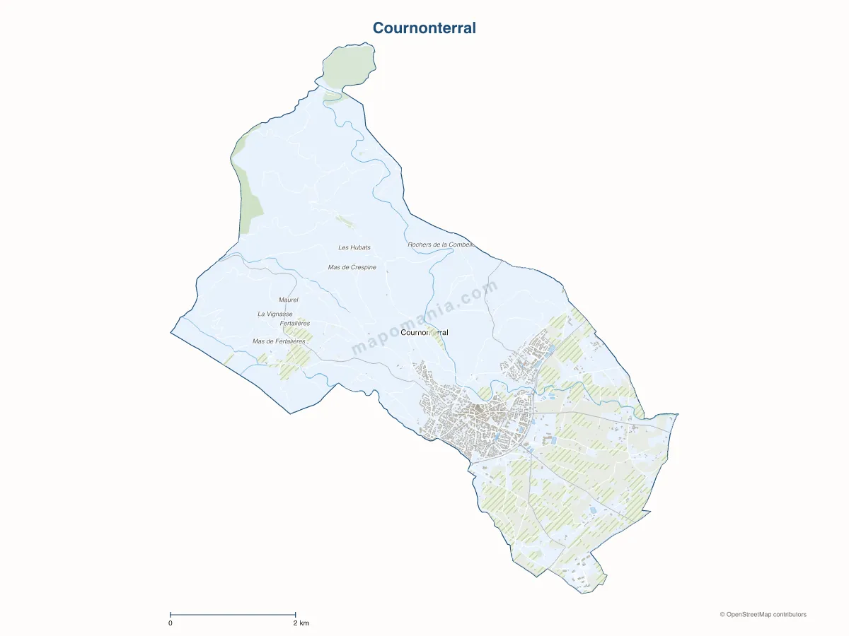 Carte de Cournonterral à personnaliser