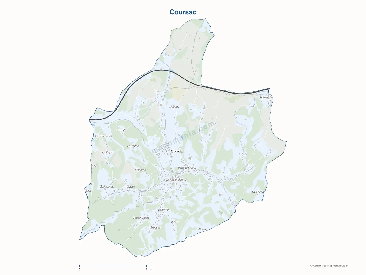 Carte de Coursac à personnaliser