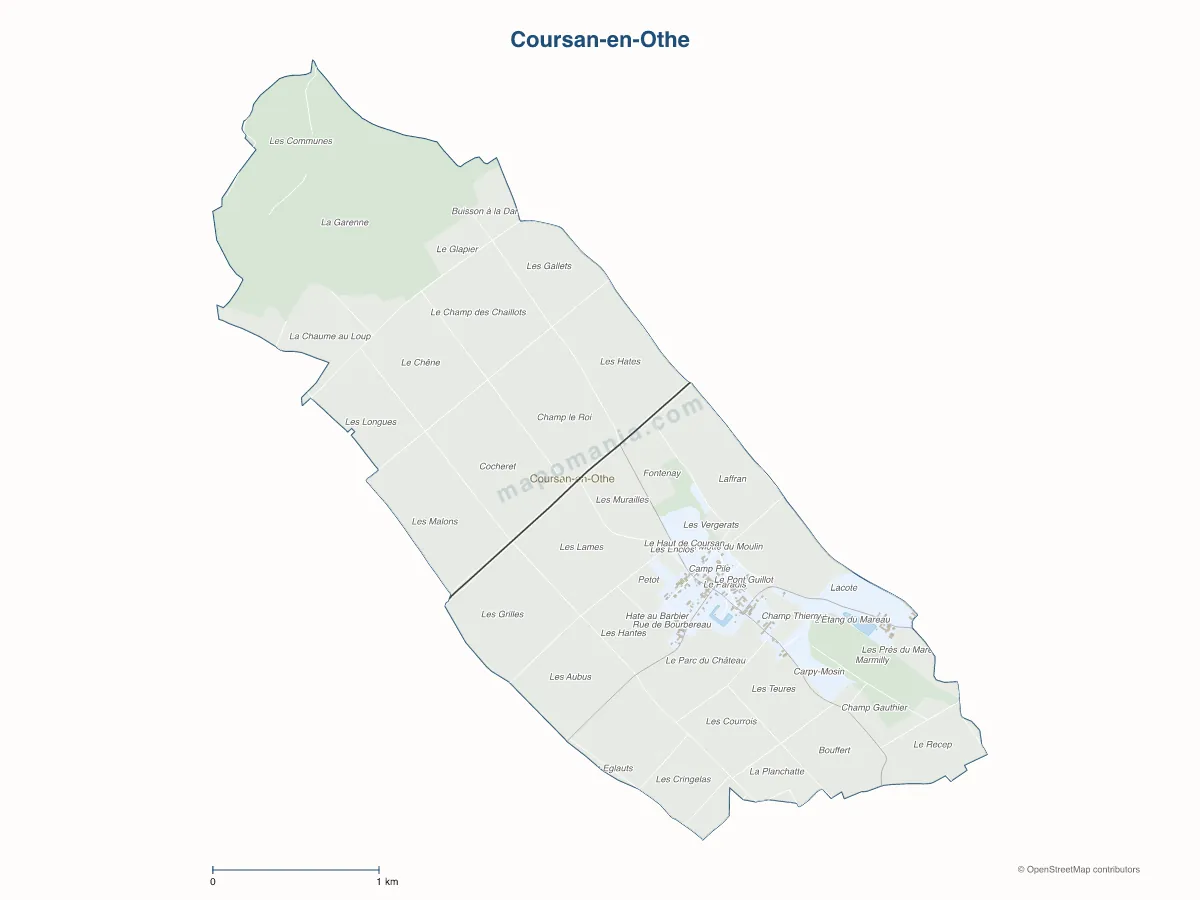 Carte de Coursan-en-Othe à personnaliser