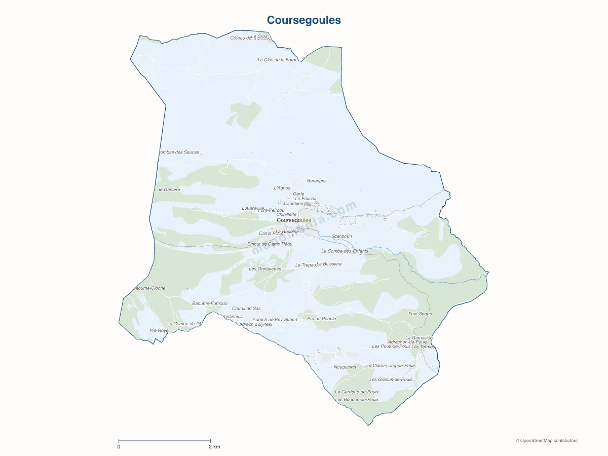 Carte de Coursegoules à personnaliser