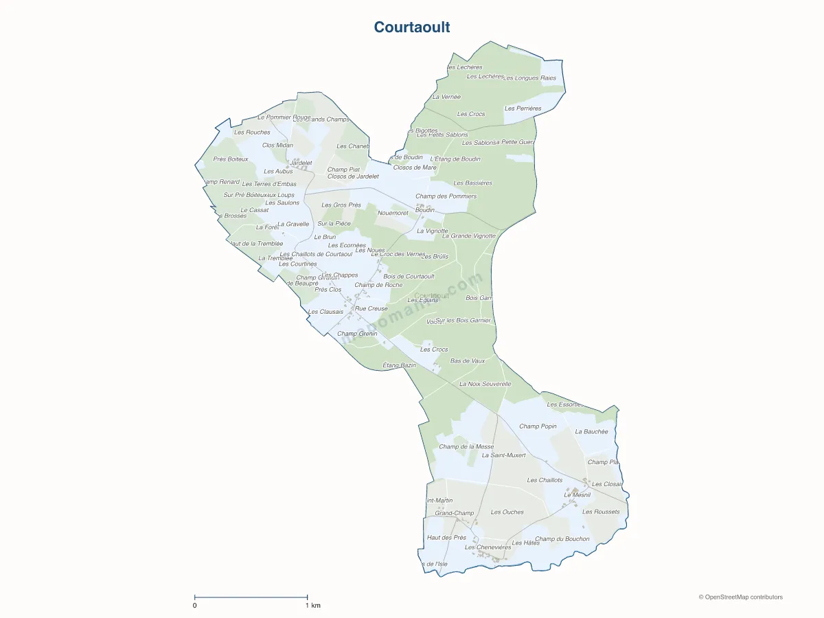 Carte de Courtaoult à personnaliser