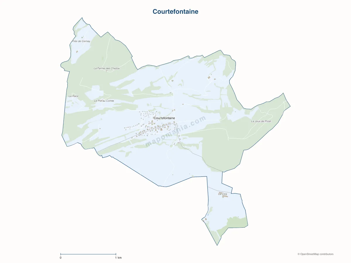 Carte de Courtefontaine à personnaliser