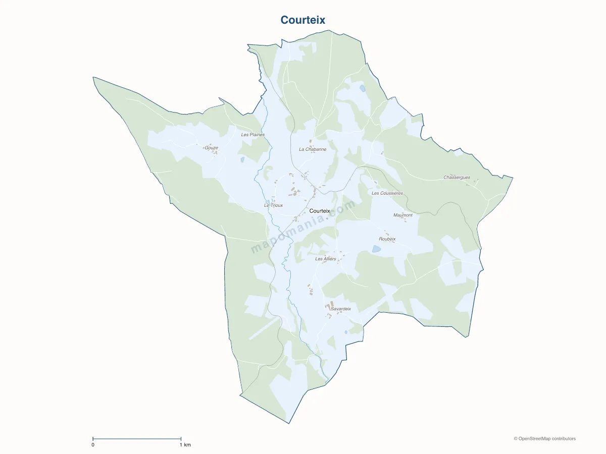 Carte de Courteix à personnaliser
