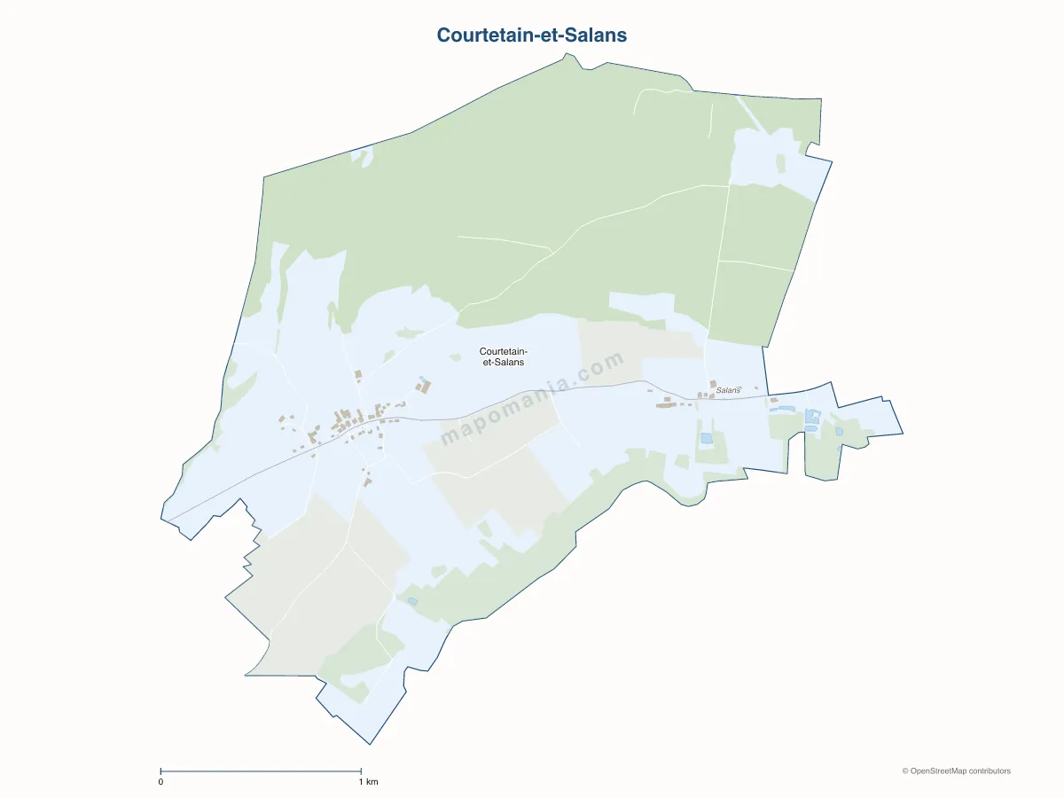 Carte de Courtetain-et-Salans à personnaliser