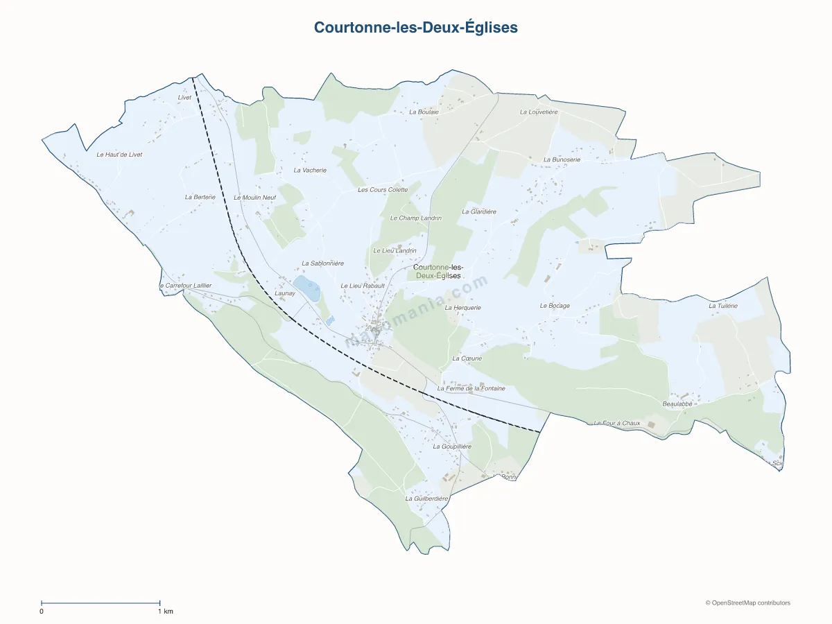 Carte de Courtonne-les-Deux-Églises à personnaliser