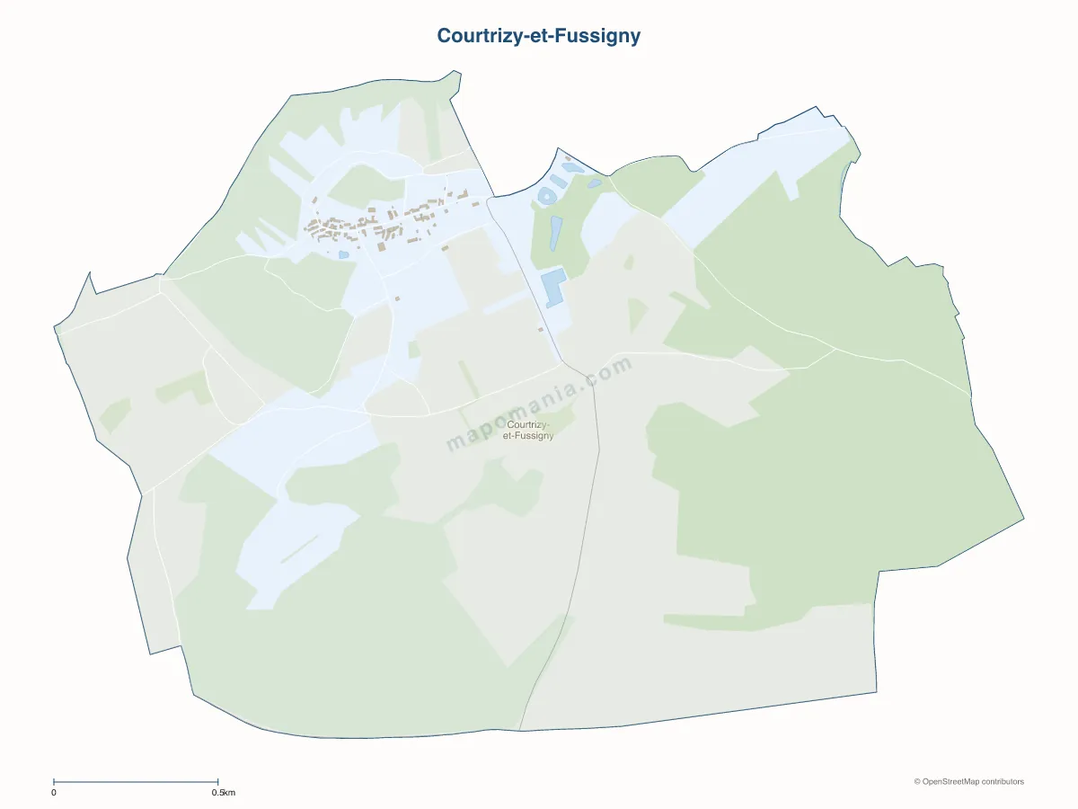 Carte de Courtrizy-et-Fussigny à personnaliser