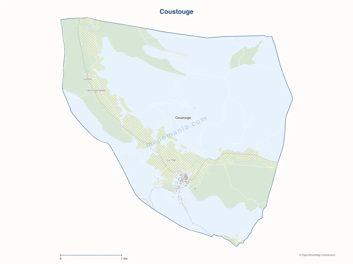 Carte de Coustouge à personnaliser