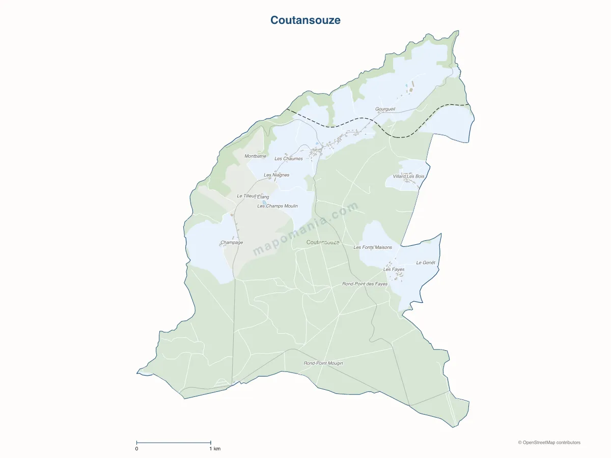 Carte de Coutansouze à personnaliser