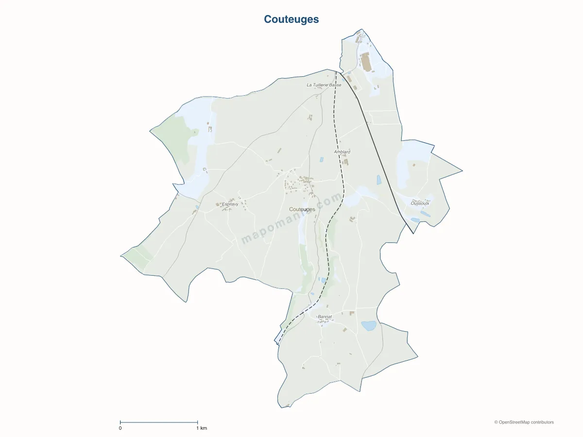Carte de Couteuges à personnaliser