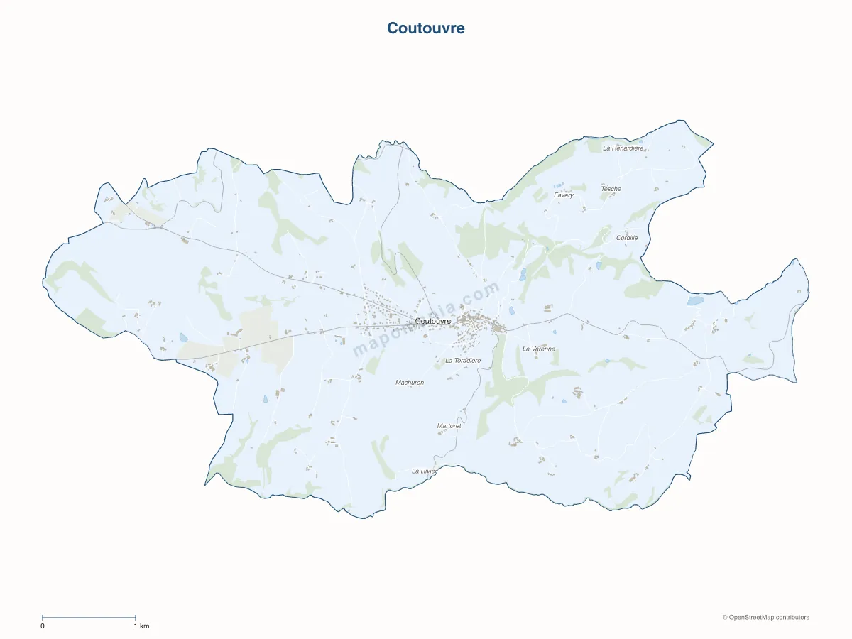 Carte de Coutouvre à personnaliser