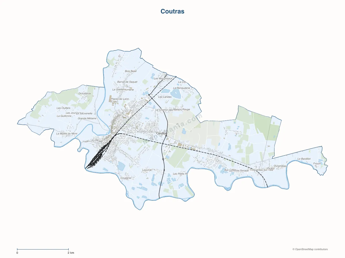 Carte de Coutras à personnaliser