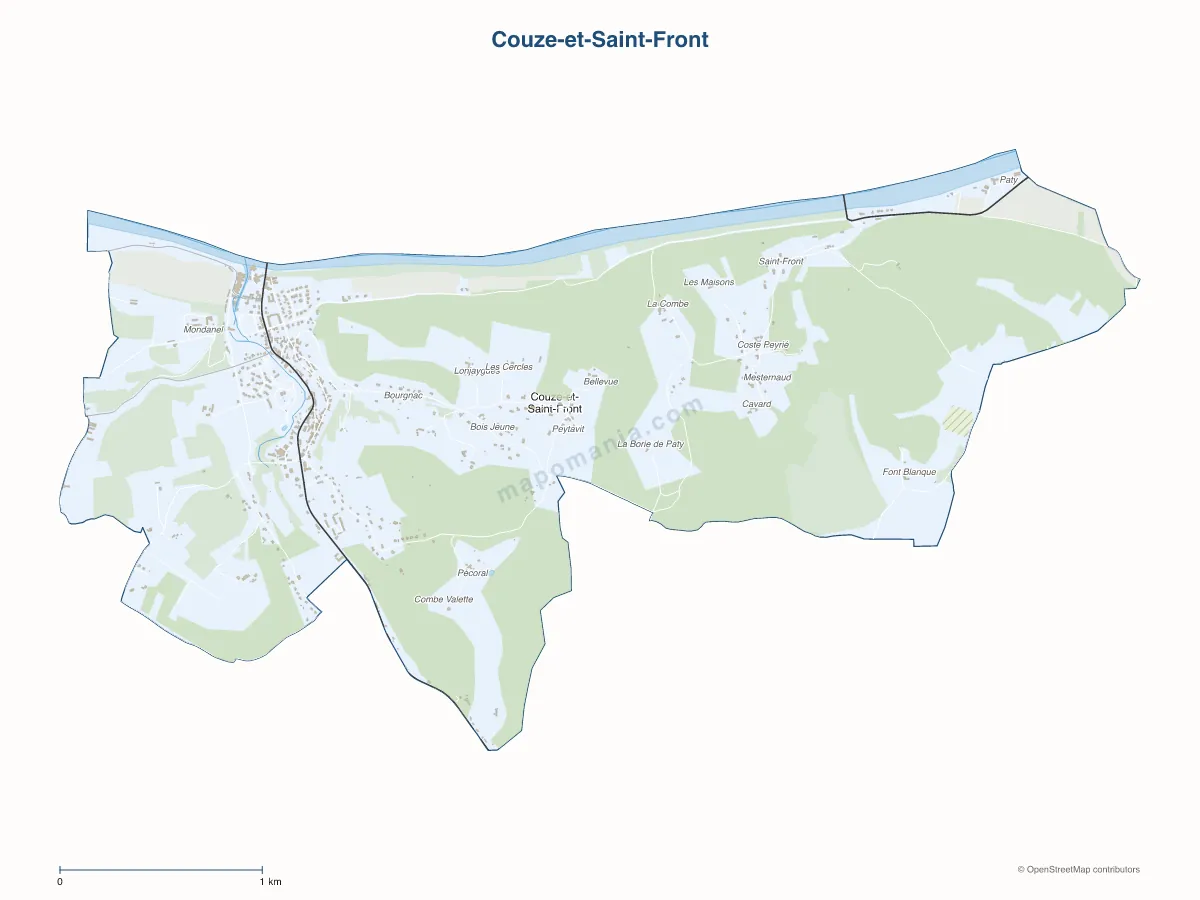 Carte de Couze-et-Saint-Front à personnaliser