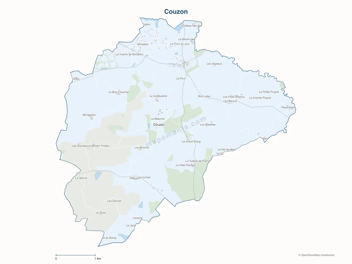Carte de Couzon à personnaliser