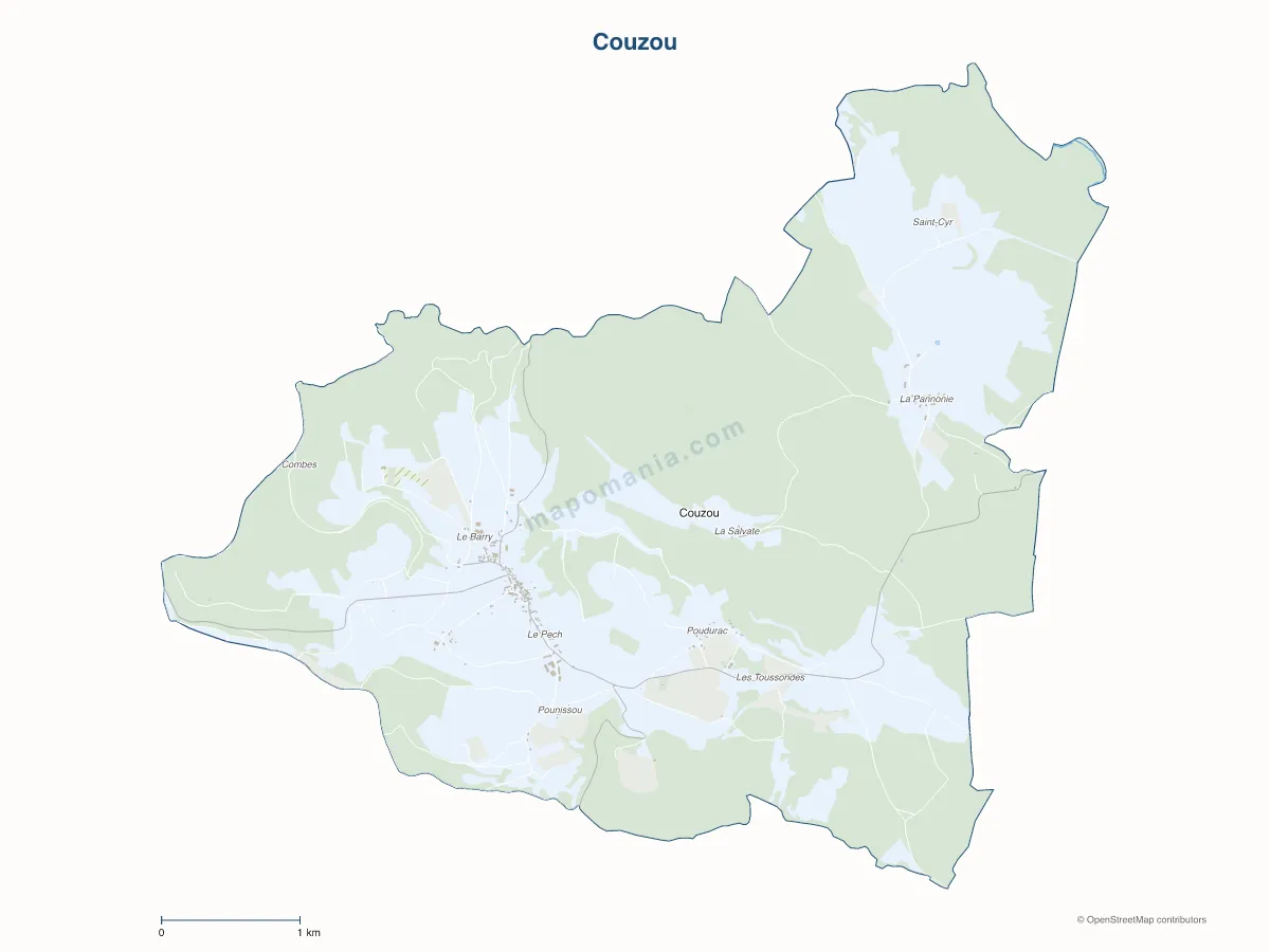 Carte de Couzou à personnaliser