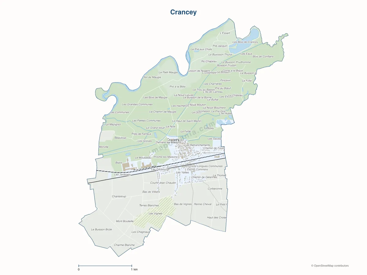 Carte de Crancey à personnaliser