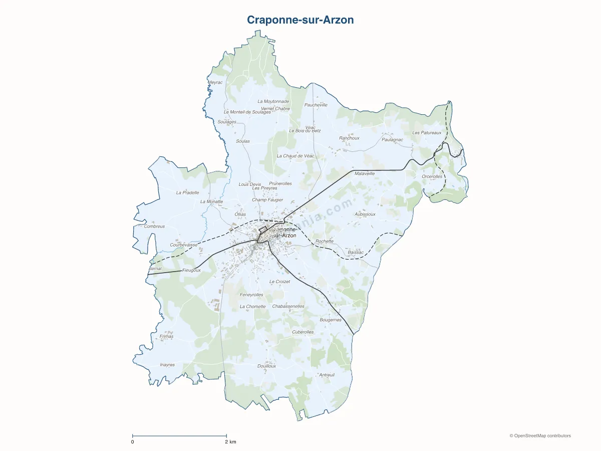 Carte de Craponne-sur-Arzon à personnaliser