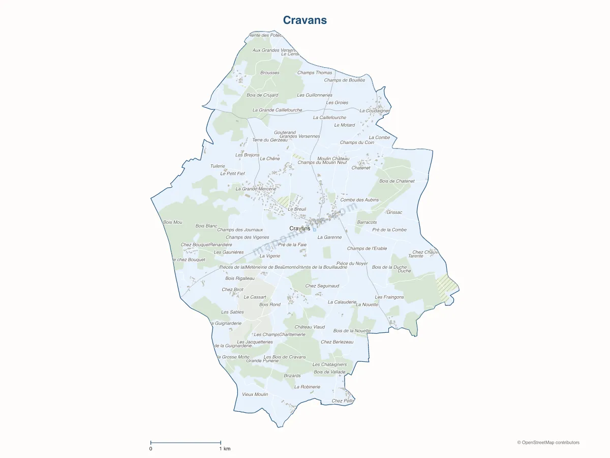 Carte de Cravans à personnaliser