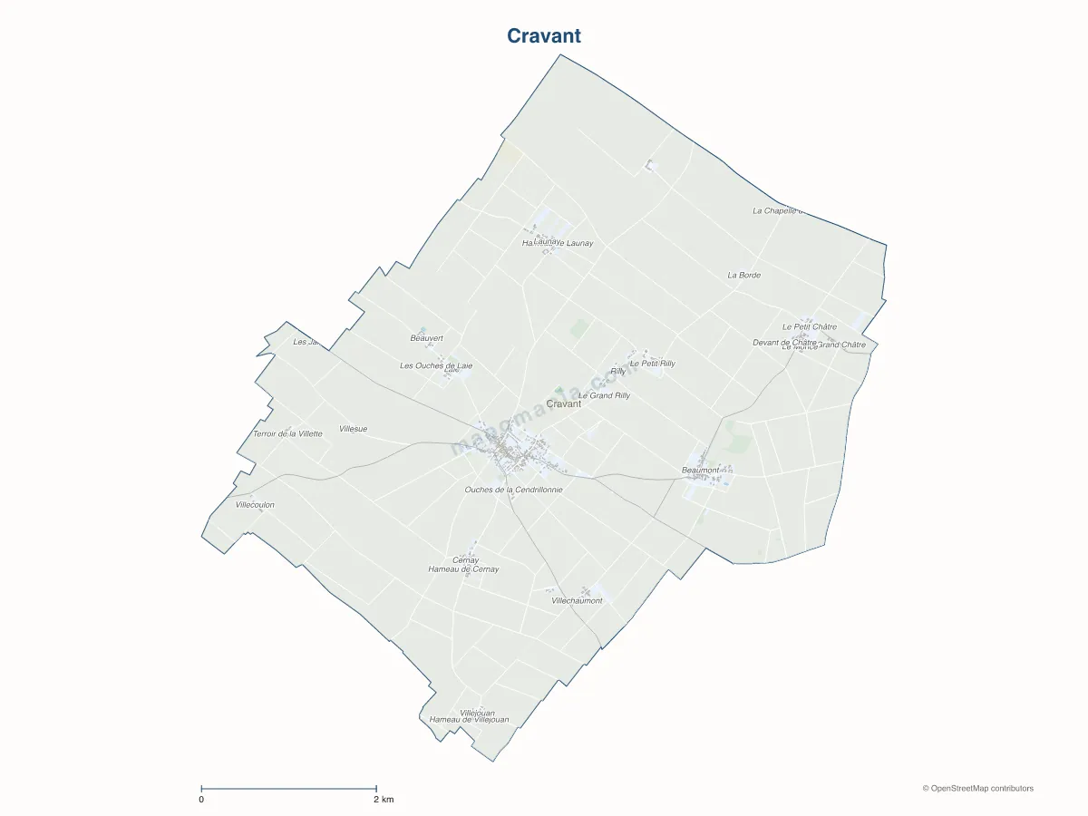 Carte de Cravant à personnaliser