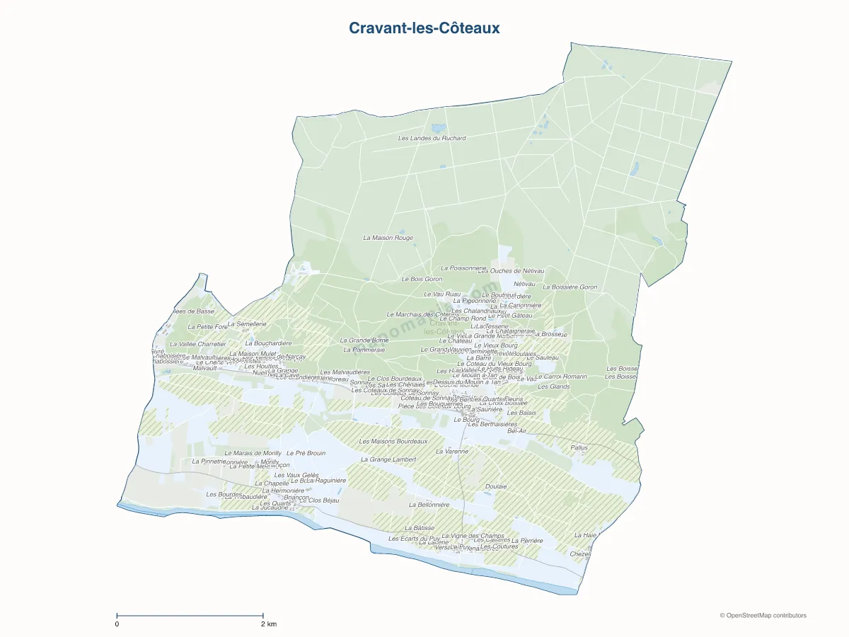 Carte de Cravant-les-Côteaux à personnaliser