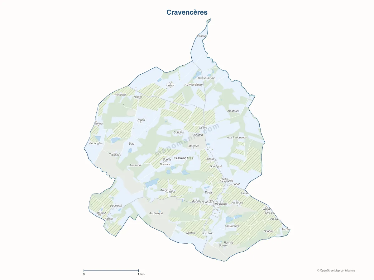 Carte de Cravencères à personnaliser
