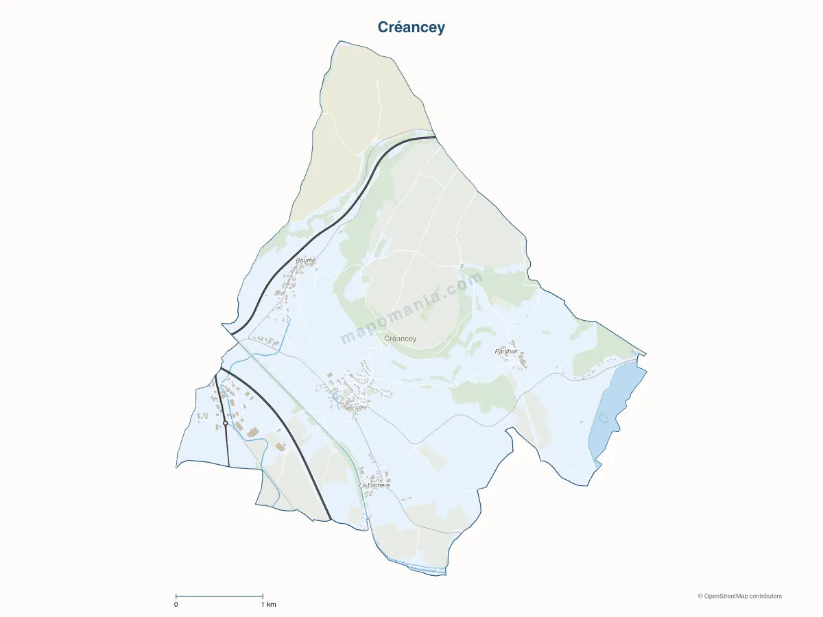 Carte de Créancey à personnaliser