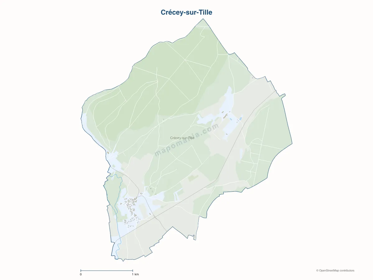 Carte de Crécey-sur-Tille à personnaliser