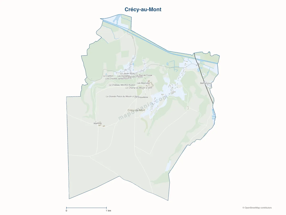 Carte de Crécy-au-Mont à personnaliser
