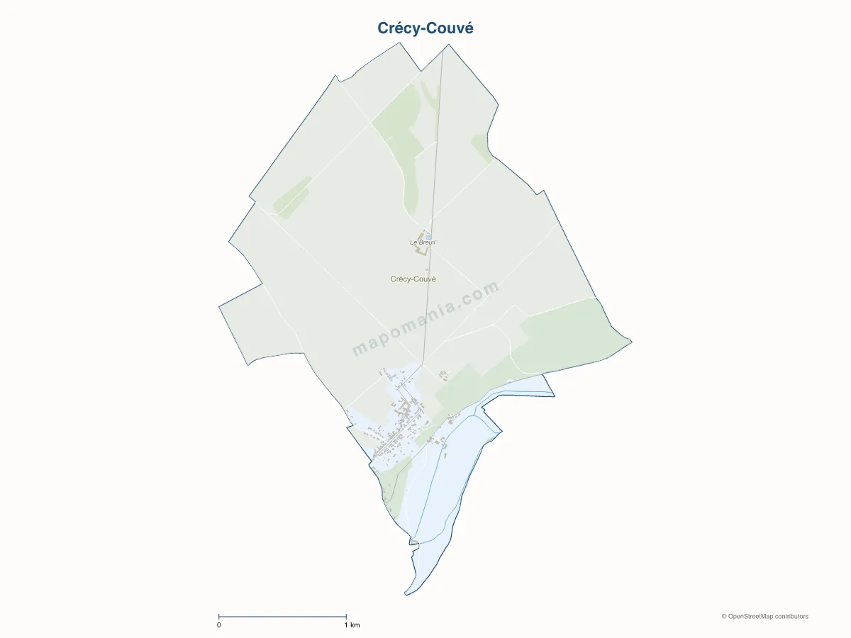 Carte de Crécy-Couvé à personnaliser