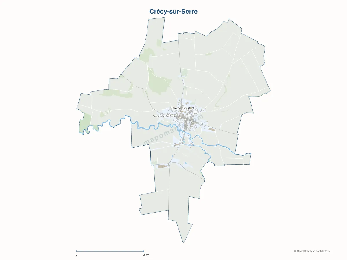 Carte de Crécy-sur-Serre à personnaliser