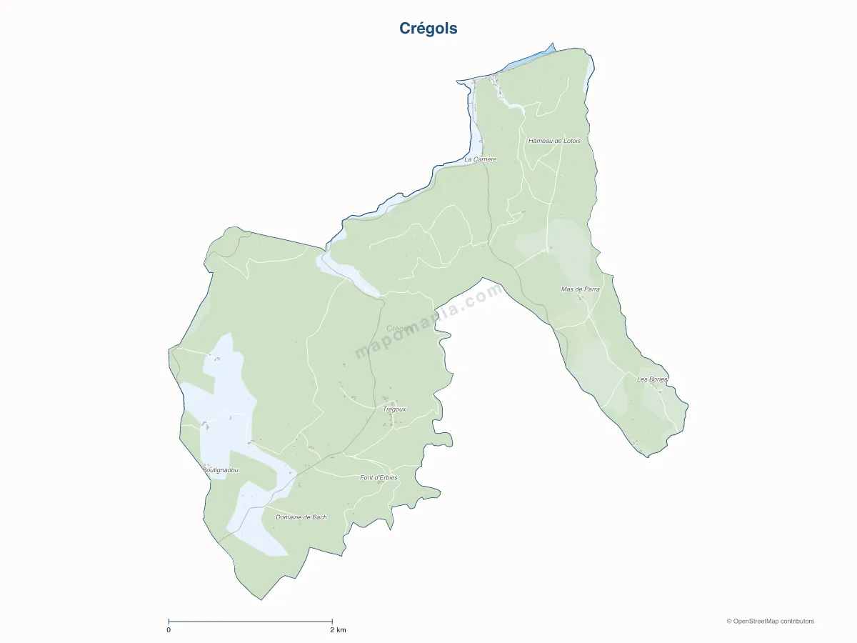 Carte de Crégols à personnaliser