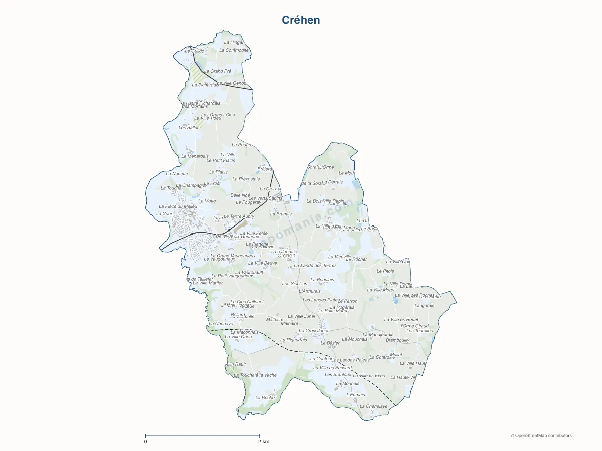 Carte de Créhen à personnaliser