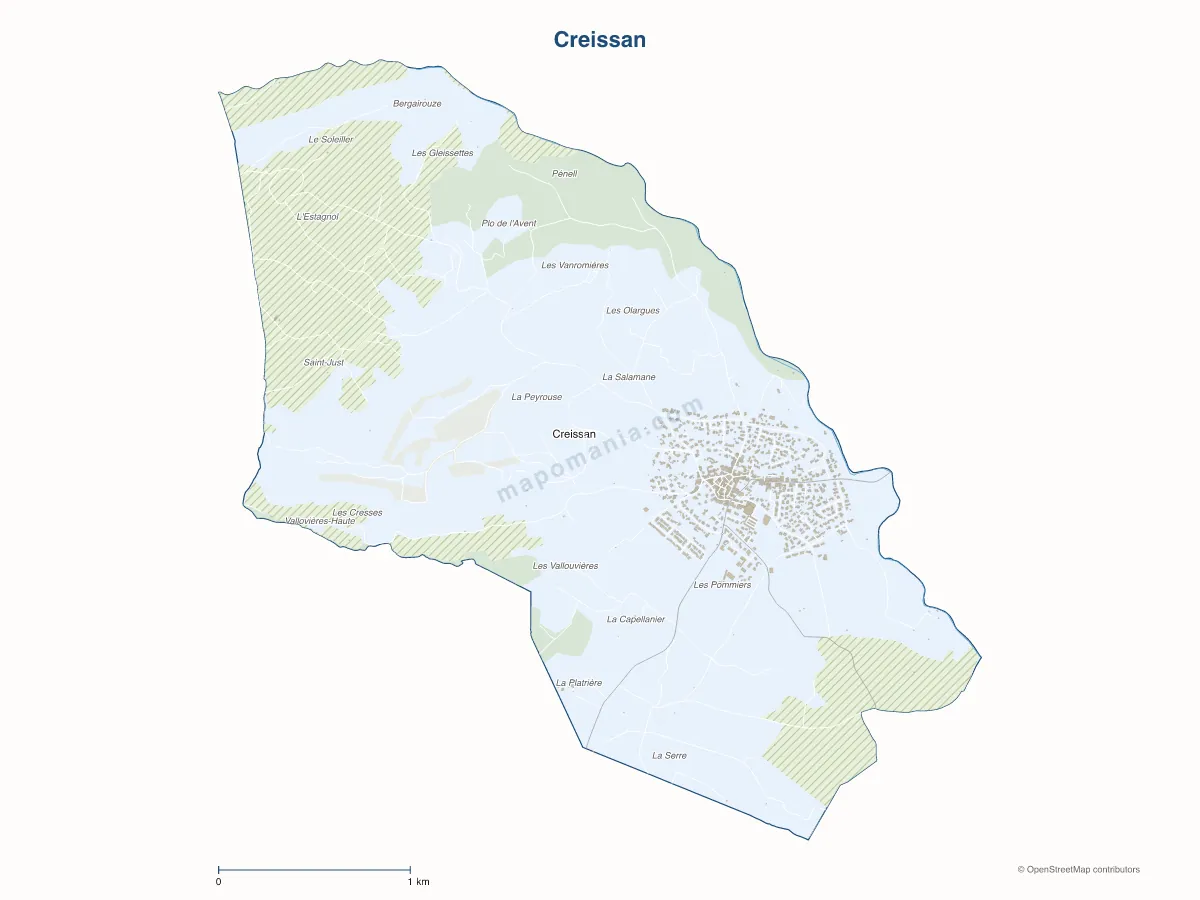 Carte de Creissan à personnaliser