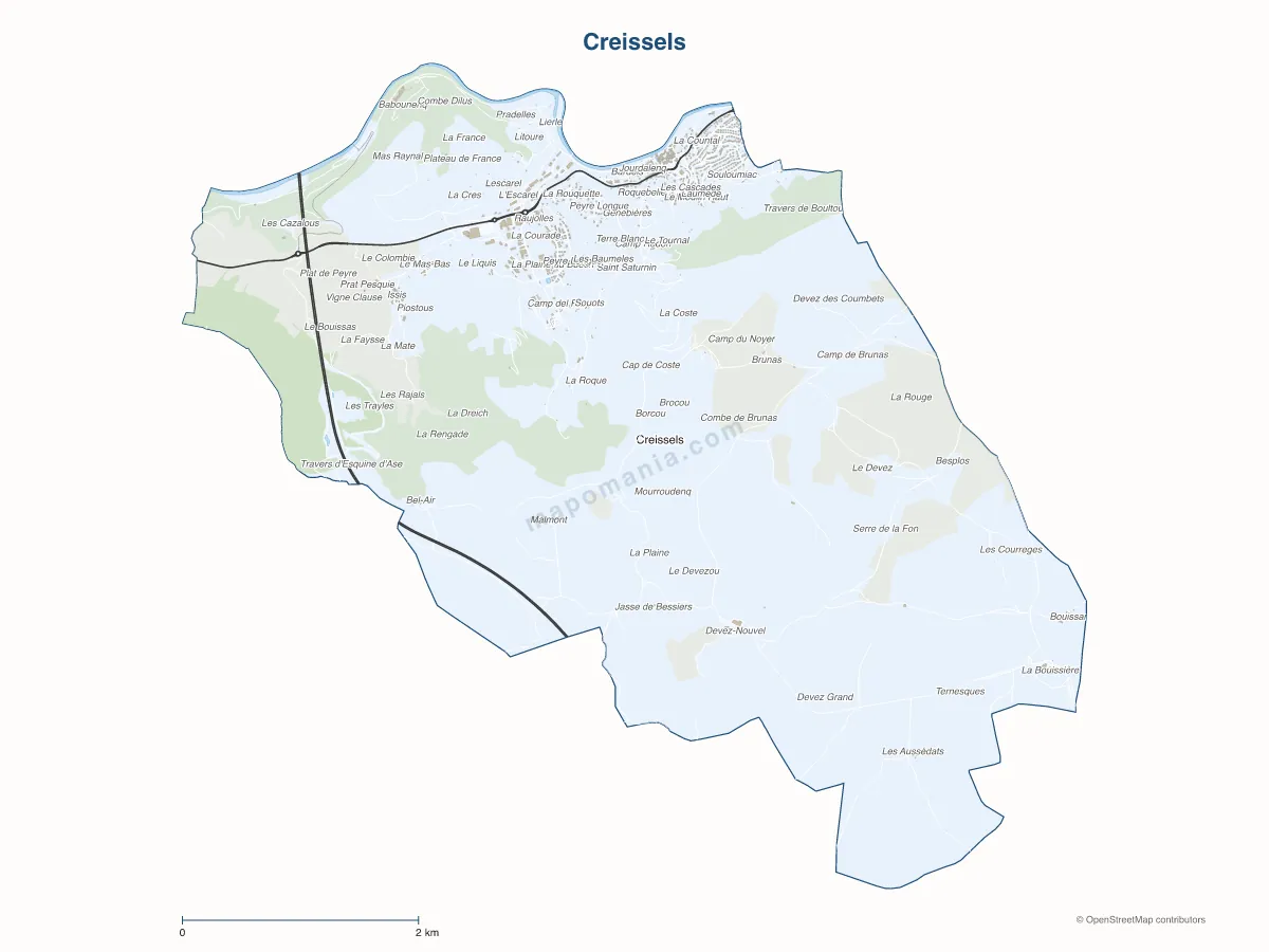 Carte de Creissels à personnaliser