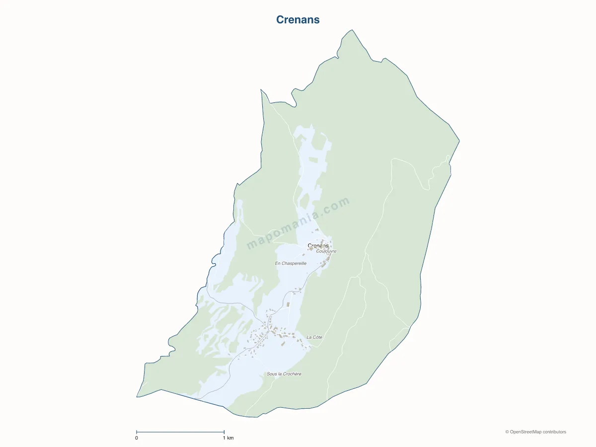 Carte de Crenans à personnaliser