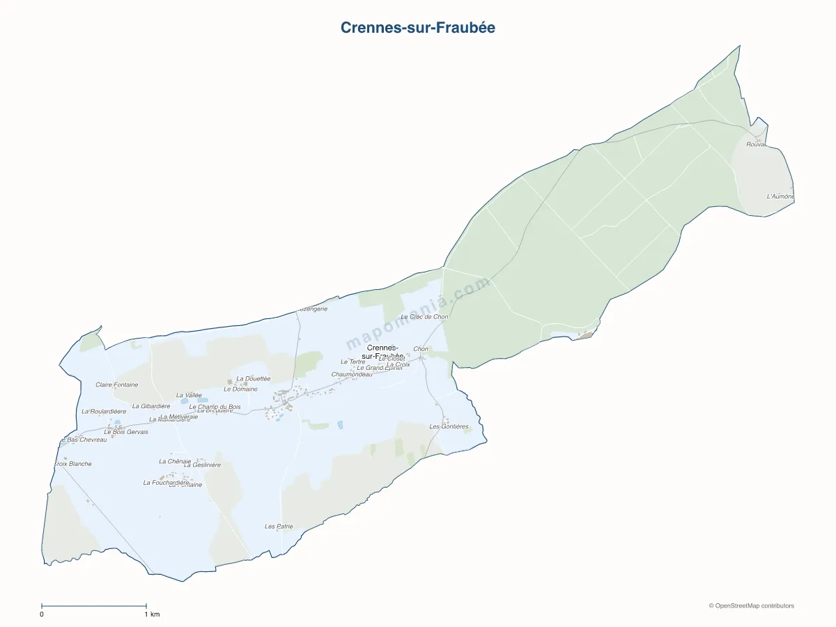 Carte de Crennes-sur-Fraubée à personnaliser