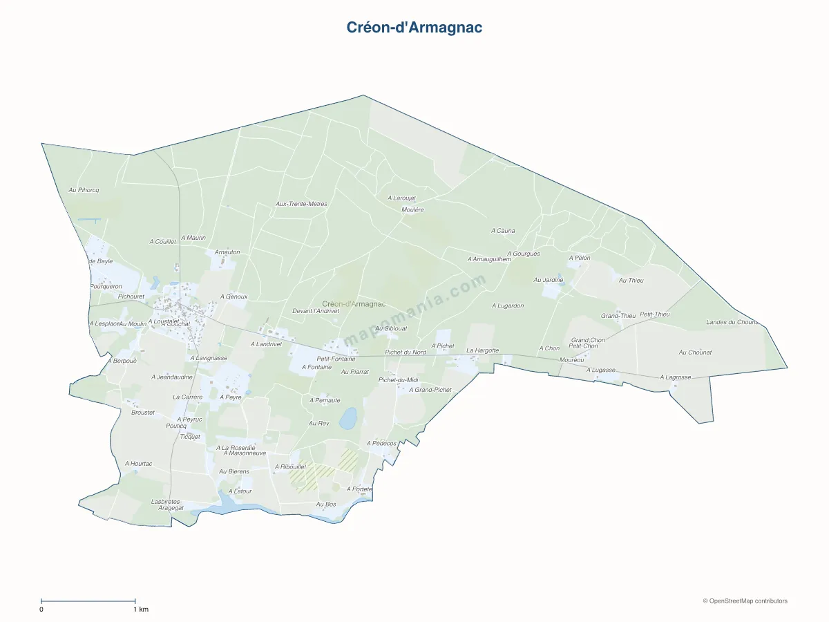 Carte de Créon-d'Armagnac à personnaliser