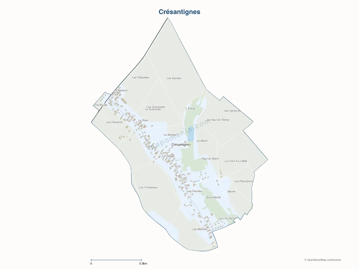 Carte de Crésantignes à personnaliser