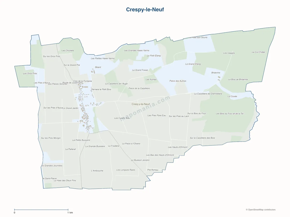 Carte de Crespy-le-Neuf à personnaliser
