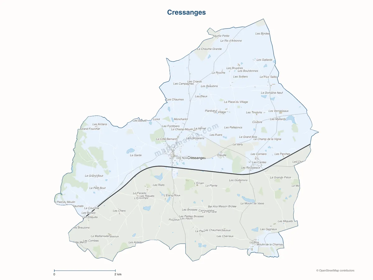 Carte de Cressanges à personnaliser