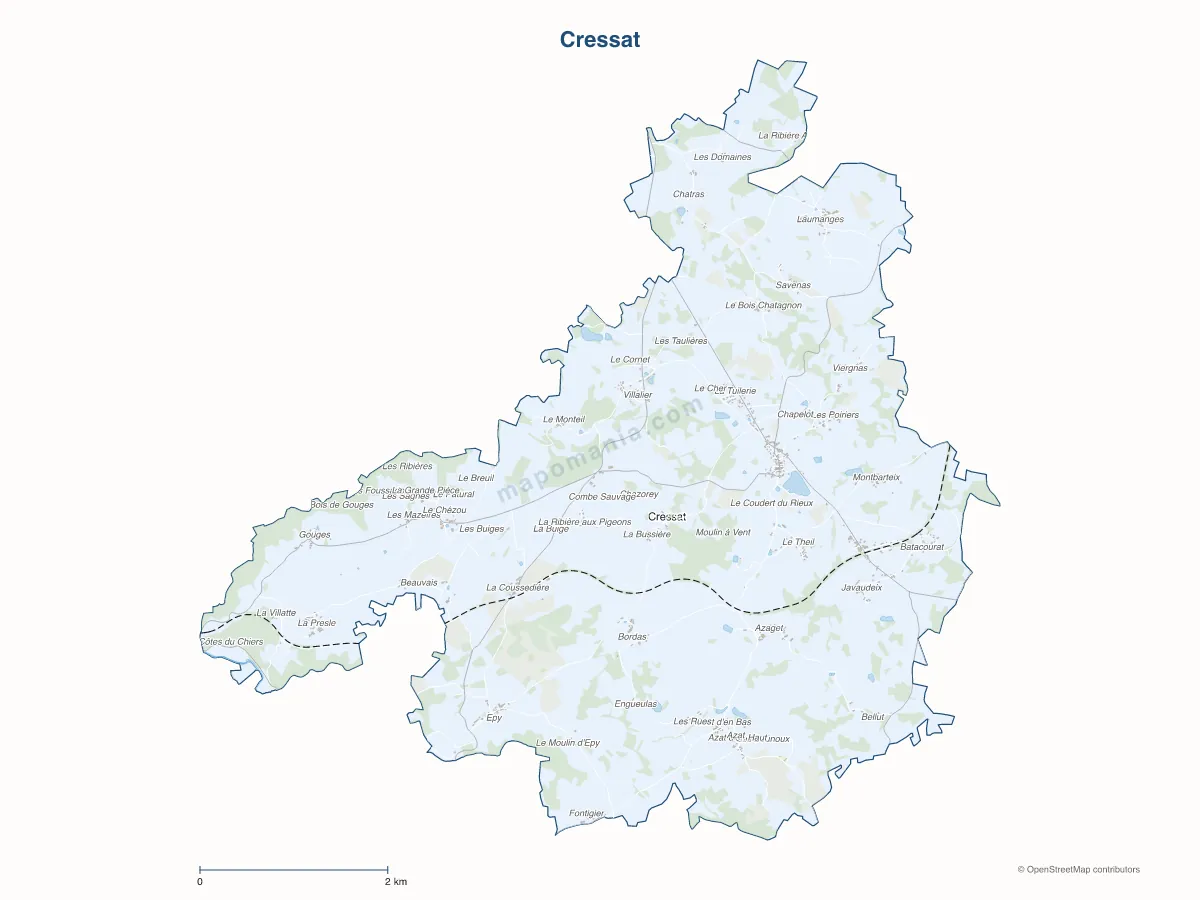 Carte de Cressat à personnaliser